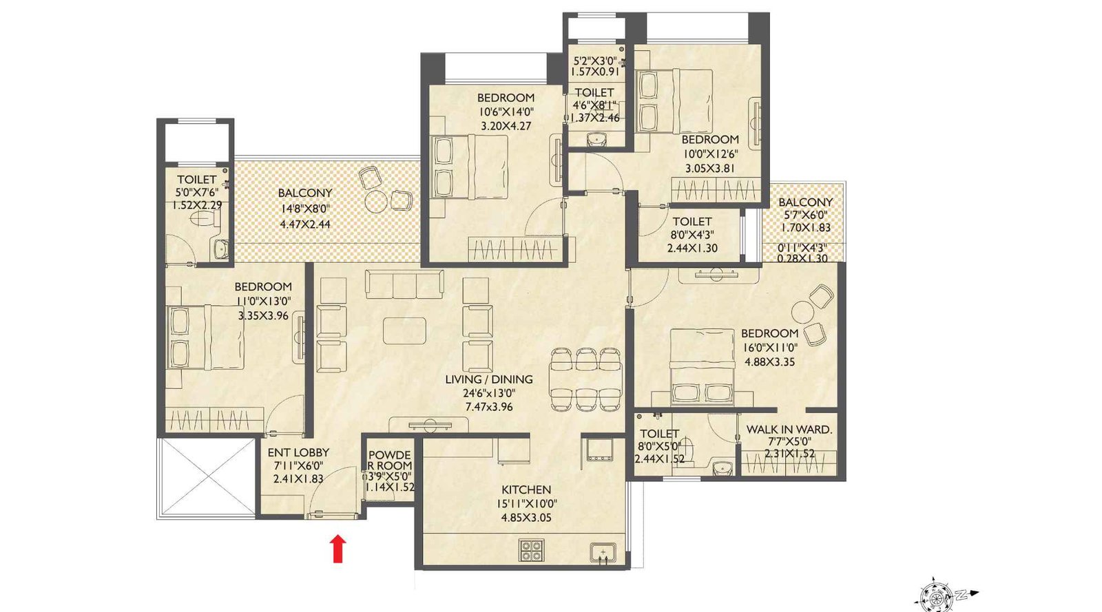 PK-Hillcrest-Floor-plan-4-BHK-Wing-B-1438-sqft
